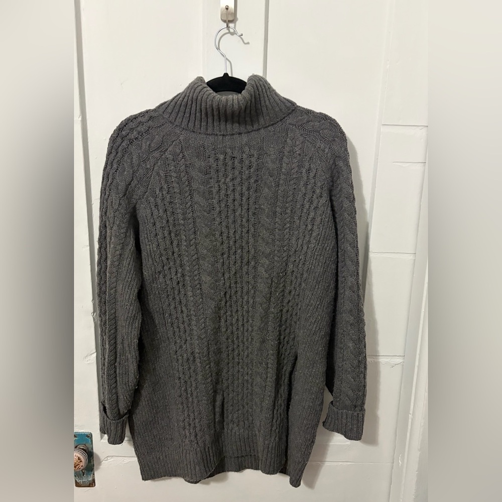 NAADAM Gray Cable Knit Turtleneck Sweater